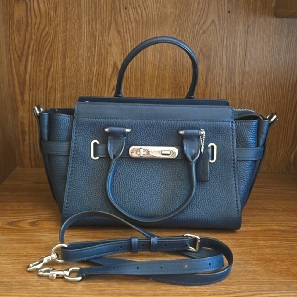 Coach Swagger 27 Navy Blue w/ Silver hardware